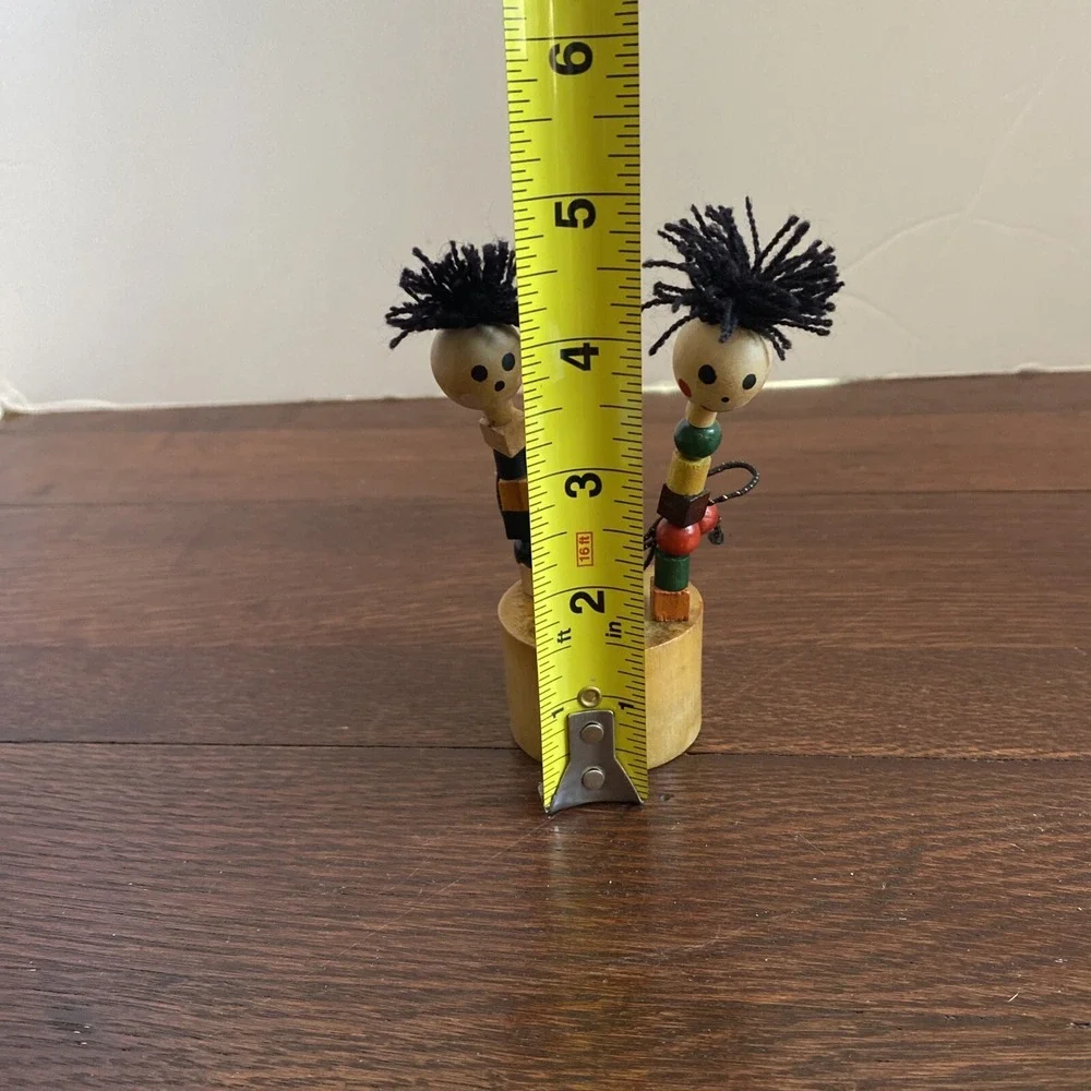 Vintage Wooden Painted Push Button Moving Dancing  Figurine 4